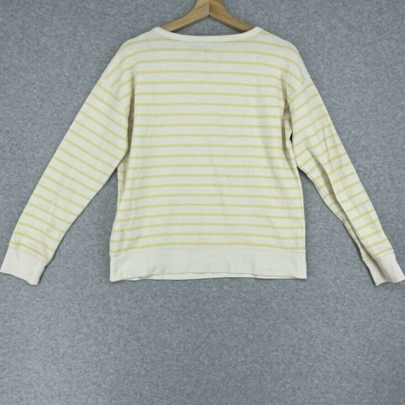 GAP Womens Striped Crew Neck Long Sleeve Shirt Top Size Medium White Yellow - Picture 8 of 8